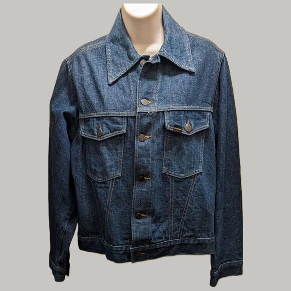 Vintage 1970s Sears Roebucks Dark Selvedge Denim Jacket, Size 36 R - Picture 1 of 4